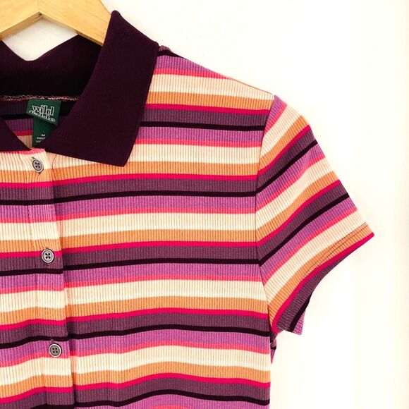 Wild Fable Women's Size M Striped Button Up Bodycon Sweater Dress Retro - Picture 2 of 9